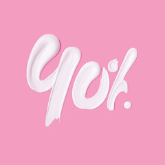 40 % sale cosmetic product banner white cream smear. Paint stroke Number forty percent discount. 3d rendering.