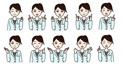 Woman white coat health care worker, doctor, scientist