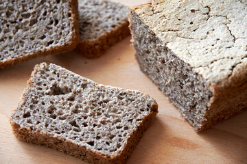 homemade gluten-free bread with rice flour and buckwheat flour