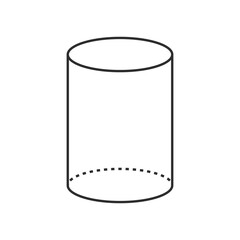 3D cylinder with simple lines and dots geometric shape. Outline vector figure icon for website or mobile app.