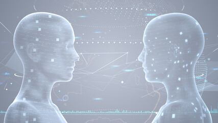 Obraz premium AI artificial intelligence digital network computer technology 3D illustration background.