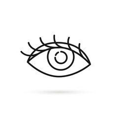 black thin line eye icon with eyelashes