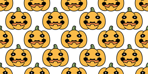 pumpkin Halloween seamless pattern vector cartoon scarf isolated repeat wallpaper ghost tile background illustration icon symbol doodle design