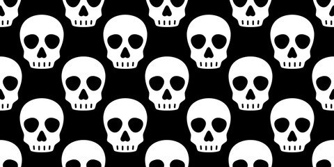 skull Halloween seamless pattern vector crossbone ghost pirate icon scarf isolated repeat wallpaper tile background cartoon doodle illustration black design
