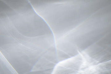 Obraz premium Blurred water texture overlay effect for photo and mockups. Organic drop diagonal shadow and light caustic effect on a white wall. Shadows for natural light effects