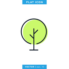 Tree With Green Color Icon Vector Design Template.