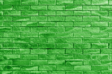 The background of the old green brick wall for design interior and  various scenes or as a background for video interviews.