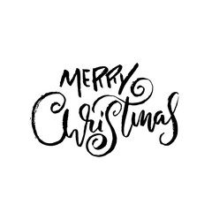 Hand drawn phrase Merry Christmas. Grunge lettering design. Vector typography vector illustration.