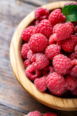 raspberries in a plate closeup