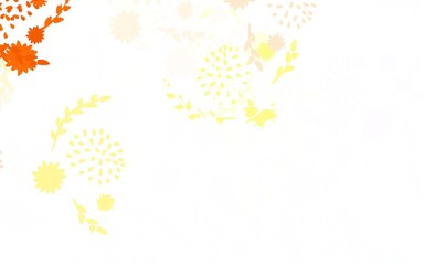 Fototapeta na wymiar Light Orange vector doodle background with flowers, roses.
