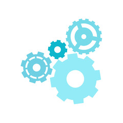 Сircle cog gear for engineering mechanism icon isolated on white background. Gear symbol for button icon for progress web, machinery industrial technology sign. Infographic vector template