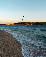 The view of the Korcula island in Croatia during sunset