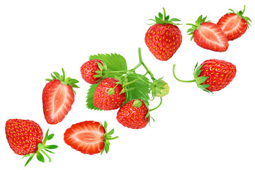 Strawberries isolated on white background with copy space for your text. Top view. Flat lay pattern