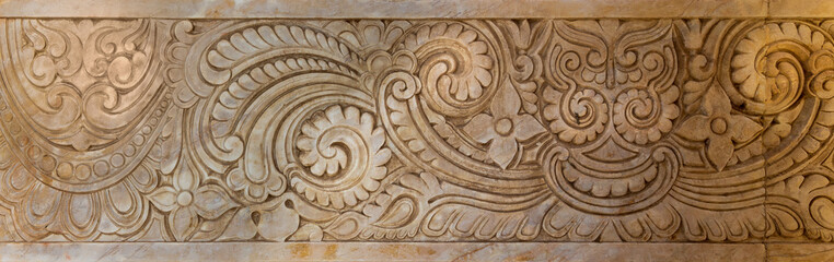 Marble Hindu style floral patterns carved into the exterior wall of Baron Empain Palace, Heliopolis...