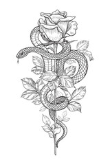 Vector Twisted Snake and Rose on High Stem
