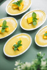 Thai Mango Cake with fresh mango on the top