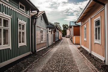 Fototapeta na wymiar one of the narrow streets of old Rauma