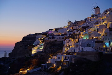 beautiful sunset landscape in santorini island, Greece, Europe