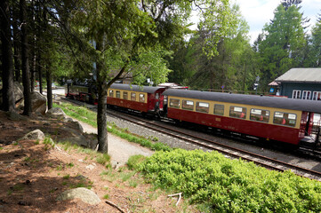 Brockenbahn im Bahnhof von Schierke im Nationalpark Harz