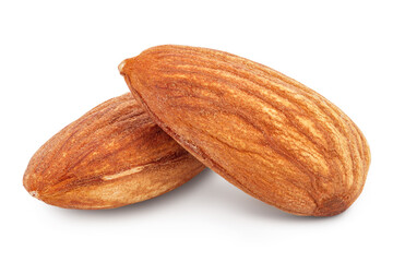 Almonds nuts isolated on white background with clipping path and full depth of field.