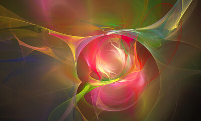 Colorful abstract fractal background with lines and color spots