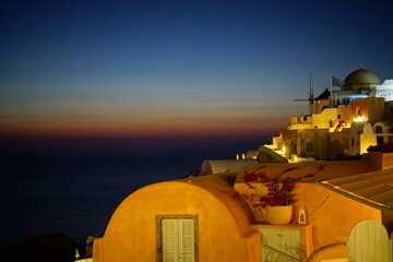 A beautiful night landscape in santorini island, Greece, Europe