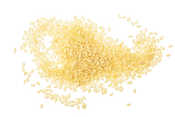 Sesame seeds isolated on white background top view. Flat lay