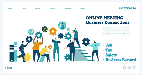 Modern flat design concept website or app page. Financial services, banking, strategic planning, development, business solutions, consulting, market research, teamwork, data analyse, support, security