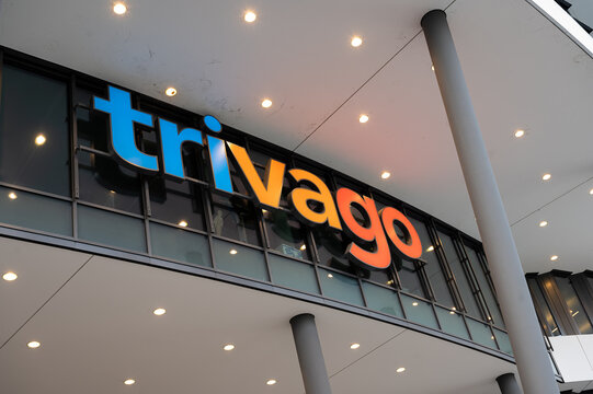 D&uuml;sseldorf, NRW, Germany - August 01, 2020: Konzernzentrale der Hotel-Suchmaschine Trivago im D&uuml;sseldorfer Medienhafen