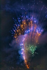 Feux d’artifice bleu et jaune