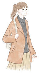 コートを着た女性