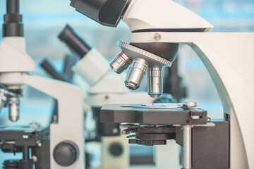Scientific optical microscope in the laboratory