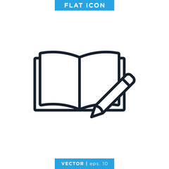 Book and Pencil Icon Vector Design Template