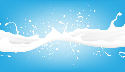 Obraz na płótnie Canvas Splashing milk on blue background