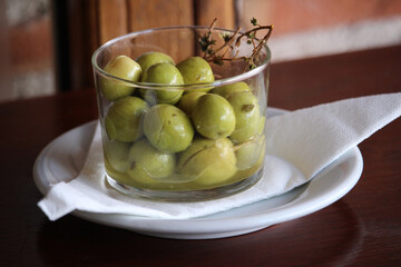 Bowl with olives, typical Spanish snack