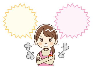 女性、幼稚園、先生、ふきだし、怒る