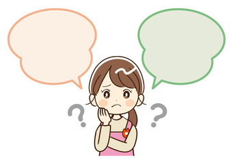 女性、幼稚園、先生、ふきだし、疑問
