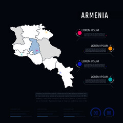 Fototapeta na wymiar Armenia country map infographics vector with pointer marks and circle chart. Editable Infographics template. Vector illustration