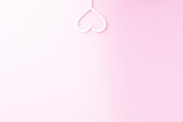 wooden heart on a stick. Greeting card template with copy space.Mother's day, Valentine's day, birthday . Flat lay, top view