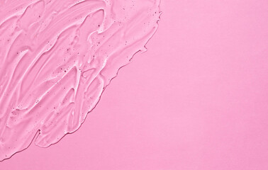  Hyaluronic acid cosmetic gel. Cosmetic clear liquid transparent cream. Skin care pink product 