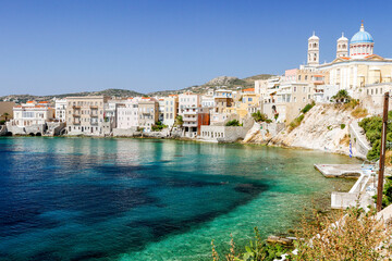Vaporia district in Ermoupoli town, Syros island, Cyclades, Greece, Europe.