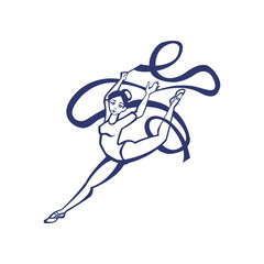 Vector image of a gymnast with a ribbon