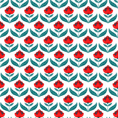 Vector floral pattern, spring summer backdrop. Hand drawn surface pattern design