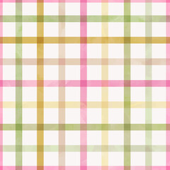 Beautiful vector seamless cell pattern with watercolor colorful stripes. Stock illustration.