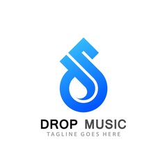 Abstract Letter D Drop Music Logos Design Vector Illustration Template