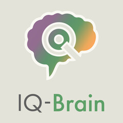 Abstract IQ brain or mind logo template. Isolated sign smart brain. Colorful creative symbol of the intelligence quotient. Icon design concept clever sense. Identity for business. Vector illustration