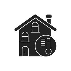 The house is heated black glyph icon on white background. The temperature in the house. Pictogram for web page, mobile app, promo. UI UX GUI design element.