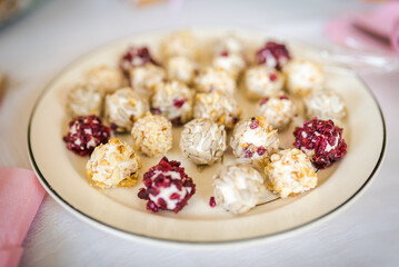 Homemade sweet balls .Raw dessert / sweets.