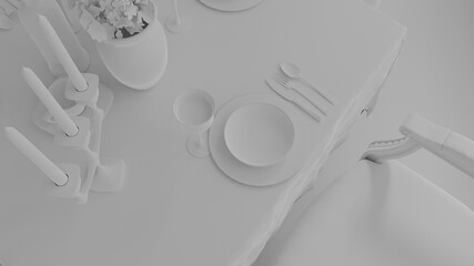 restaurant table plate spoon abstract   3d   wallpaper background 