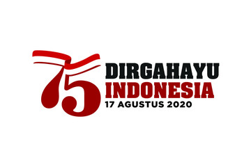 75 Dirgahayu Indonesia 17 Agustus (Translated: Happy Independence Day of Indonesia. August 17). Logo and Banner design. Vector Illustration. 